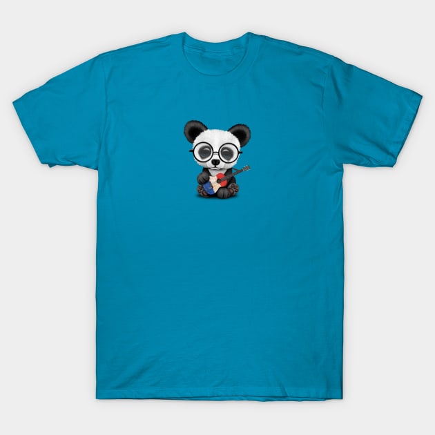 Baby Panda Playing French Flag Guitar T-Shirt by jeffbartels